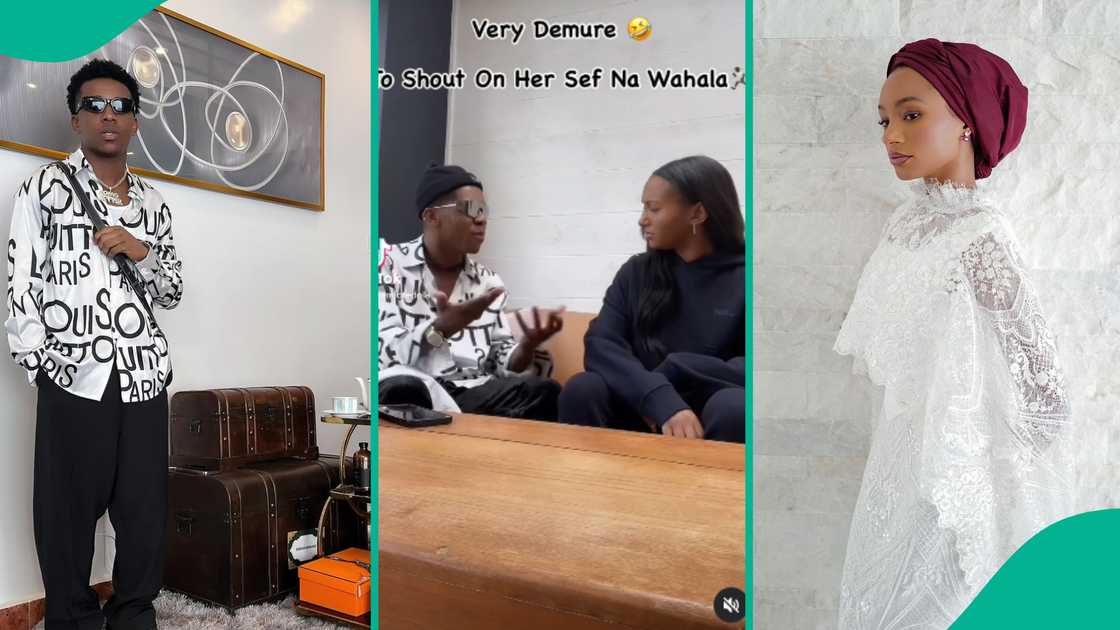 Small Doctor and Temi Otedola exchanging words. Small Doctor and Temi Otedola exchanging words.