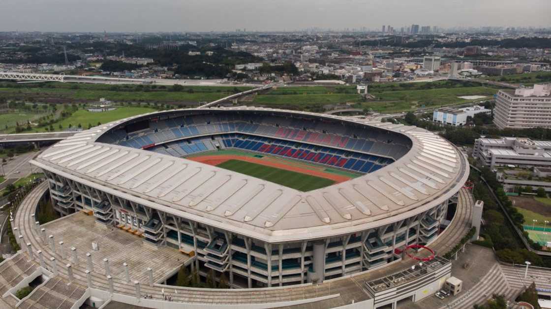 Aerial view of Nissan Stadium