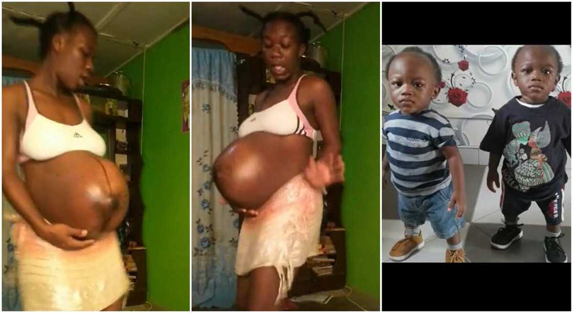 Photos of a mother who gave birth to twins. Photos of a mother who gave birth to twins.