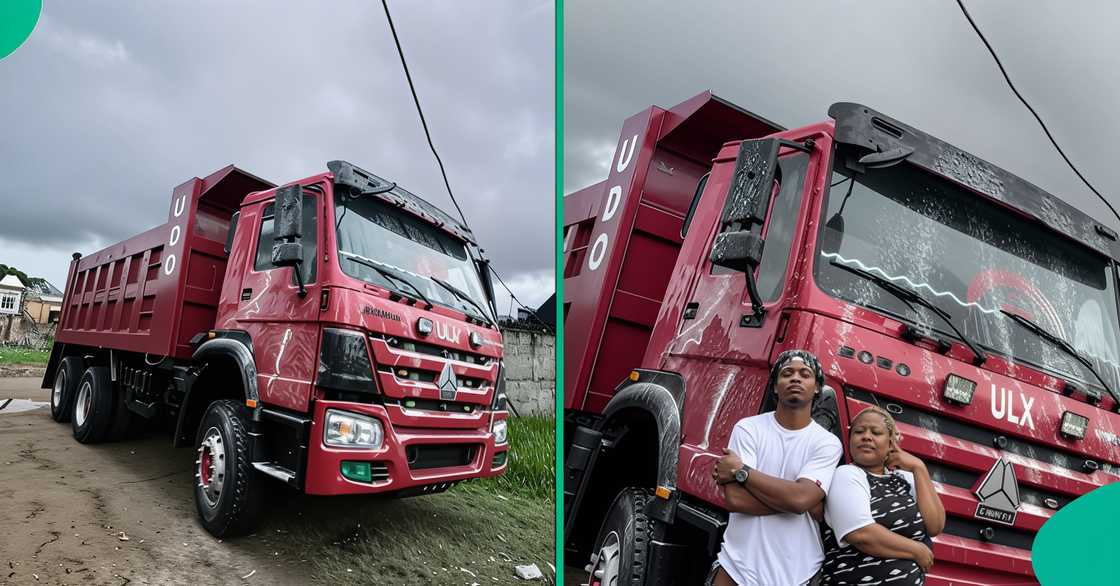 A young Nigerian man sparks reactions as he shows off the new truck he bought as his third vehicle. A young Nigerian man sparks reactions as he shows off the new truck he bought as his third vehicle.