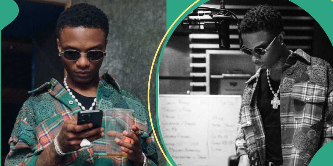 Wizkid teases fans with whiteboard.