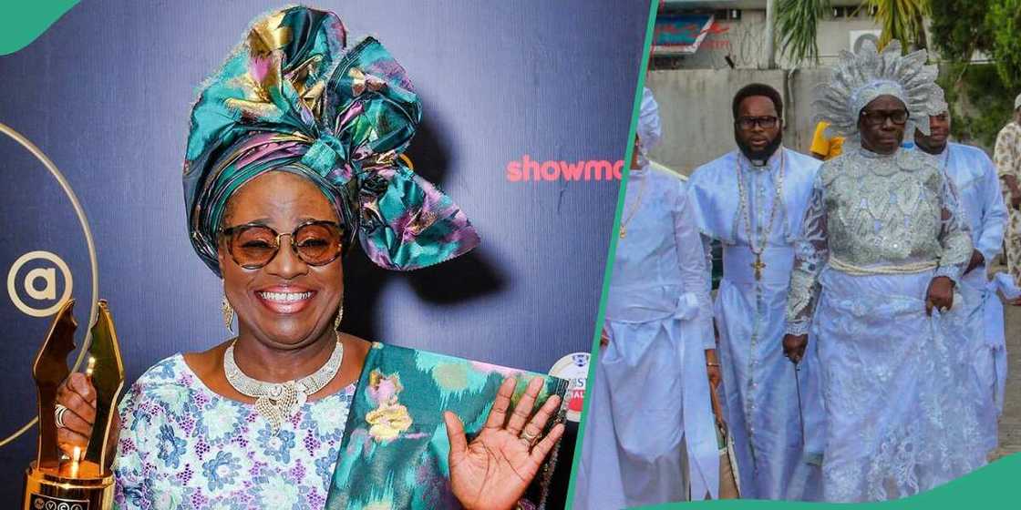 Mama Rainbow celebrates award in church.