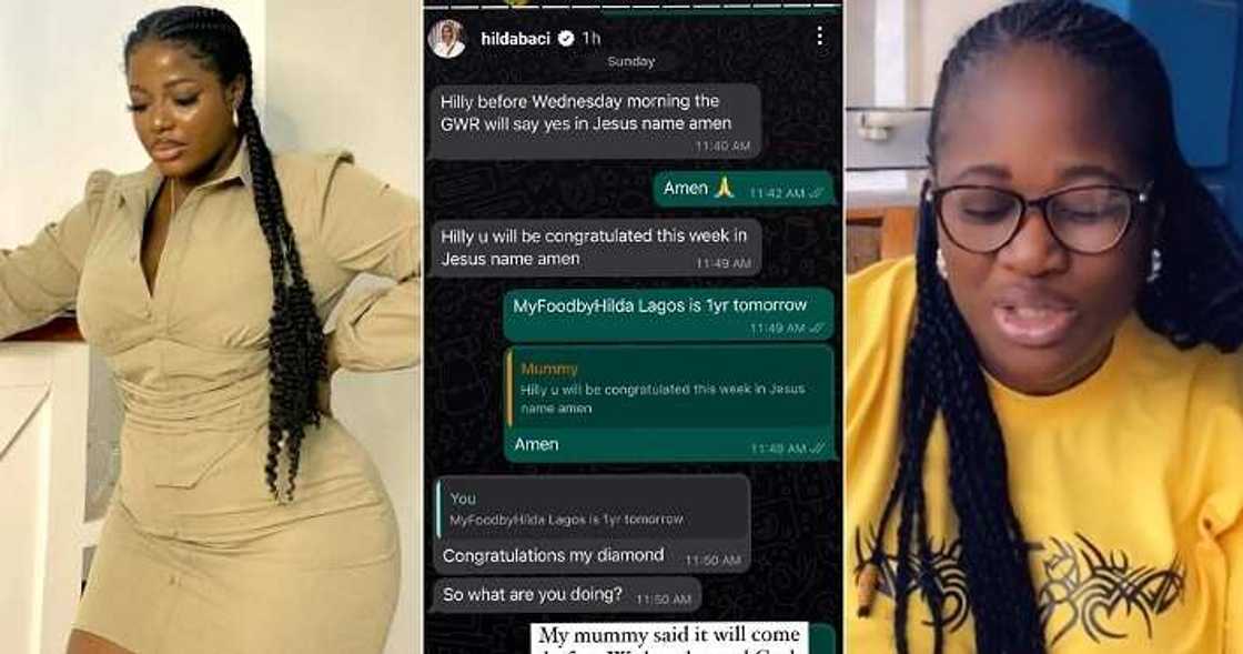Leaked chat between Hilda Baci and mum over GWR verification Leaked chat between Hilda Baci and mum over GWR verification