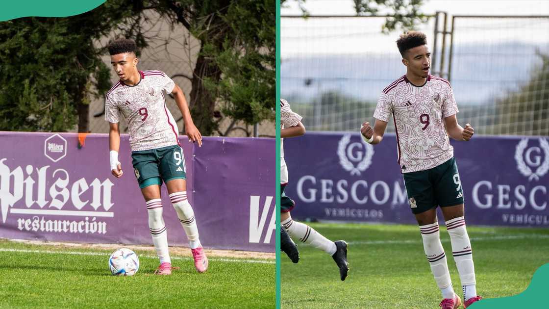 Da'vian Kimbrough dribbles the ball. The footballer celebrates scoring a goal. Da'vian Kimbrough dribbles the ball. The footballer celebrates scoring a goal.