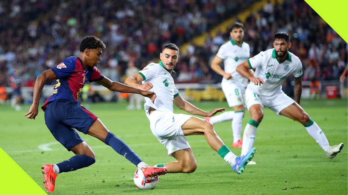 Lamine Yamal in action for Barcelona against Getafe. Lamine Yamal in action for Barcelona against Getafe.
