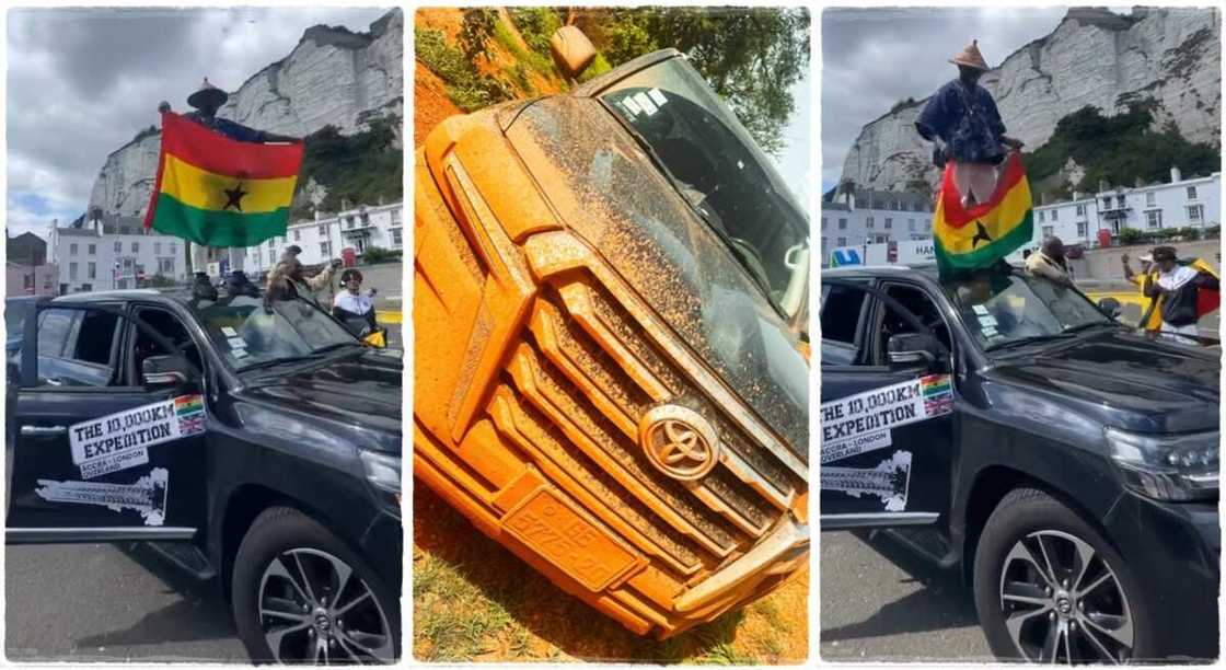 Photos of Ghanaians who drove from Ghana to London.