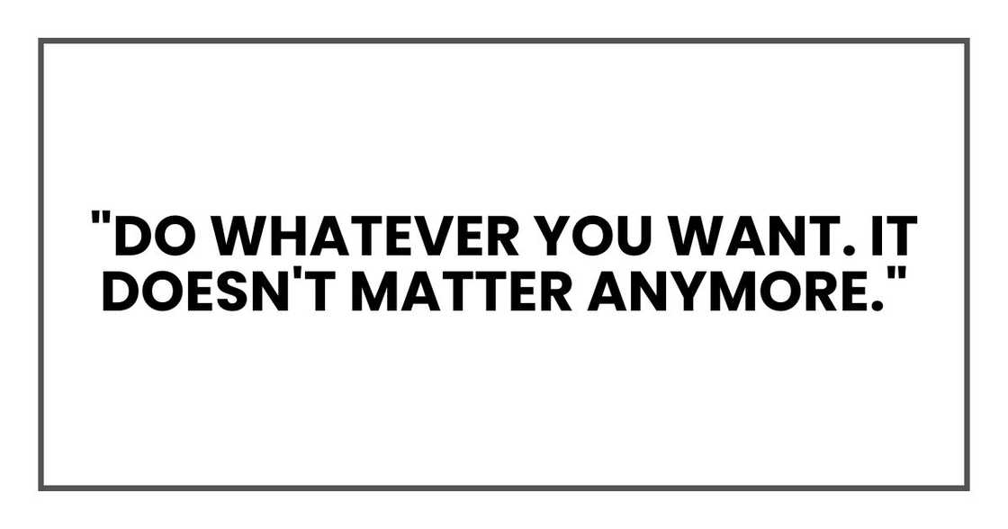 "Do whatever you want. It doesn't matter anymore."