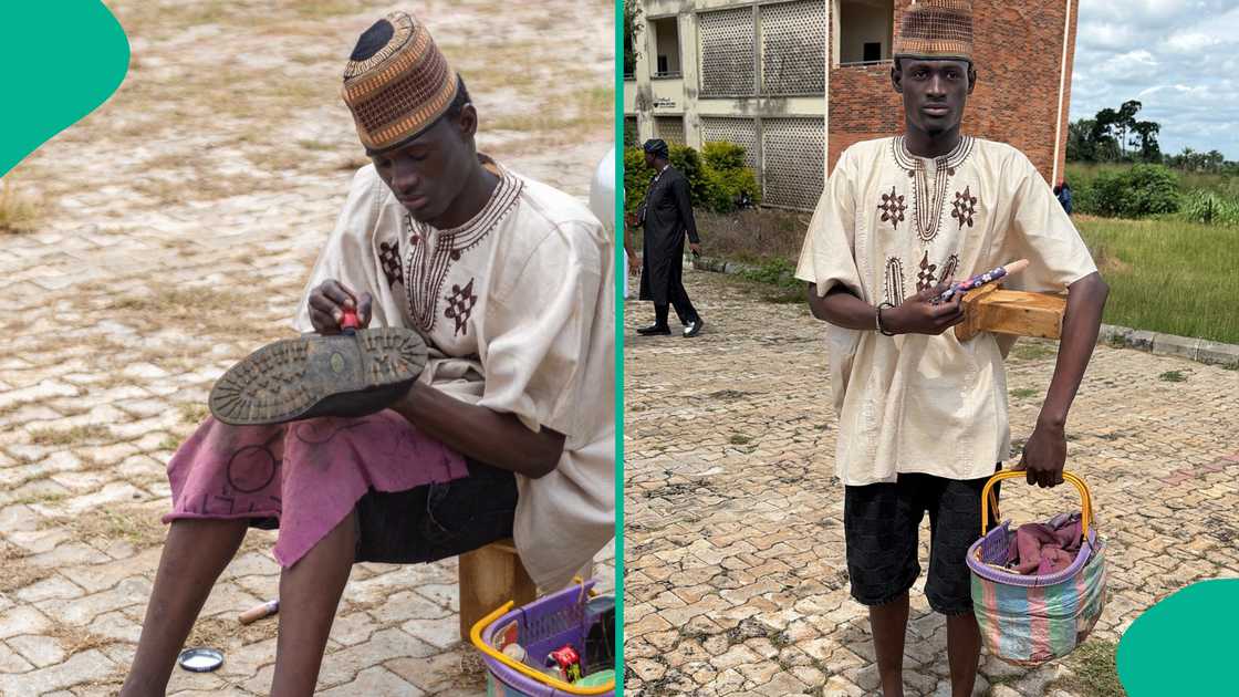 Photos trend as final year student dresses as 'aboki's shoemaker for his FYB costume day Photos trend as final year student dresses as 'aboki's shoemaker for his FYB costume day