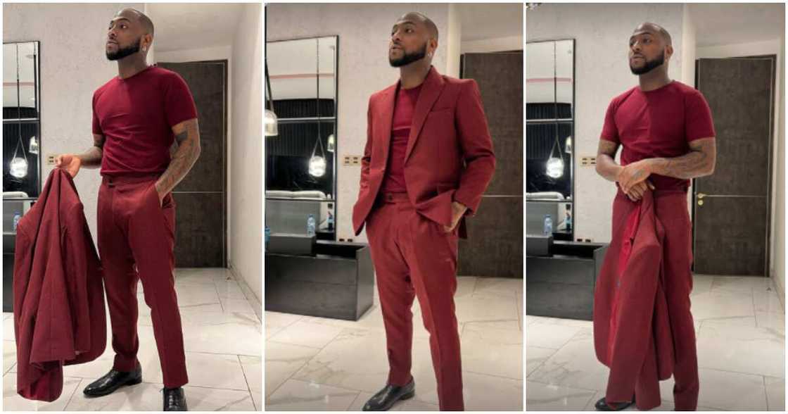 Valentine: Davido wears all-red outfit Valentine: Davido wears all-red outfit