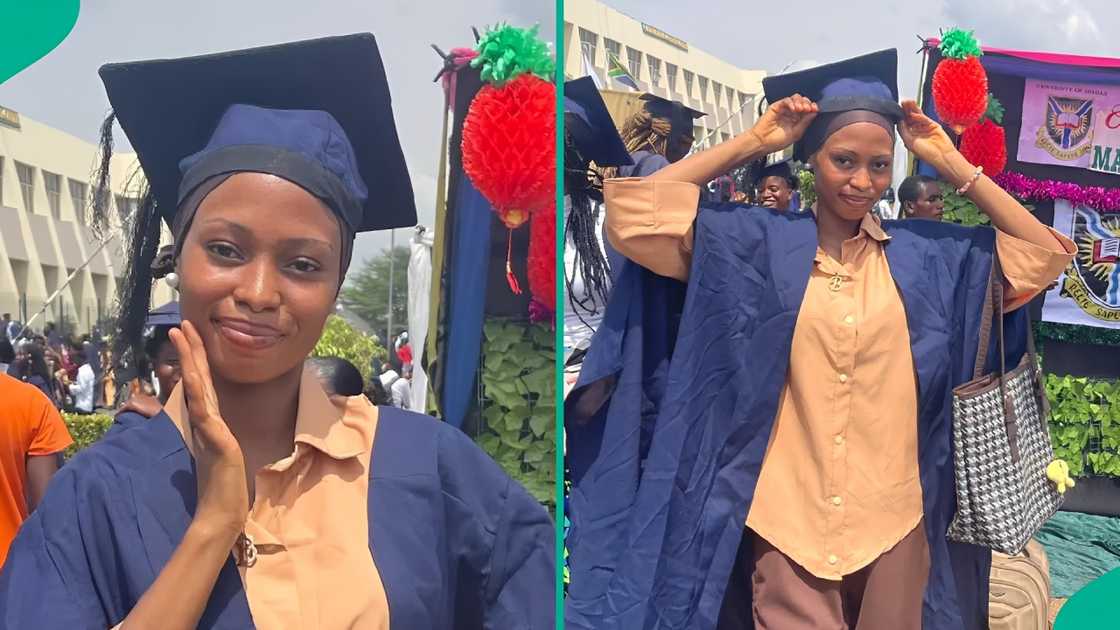 A lady who graduated from a college of education celebrates matriculation into UI