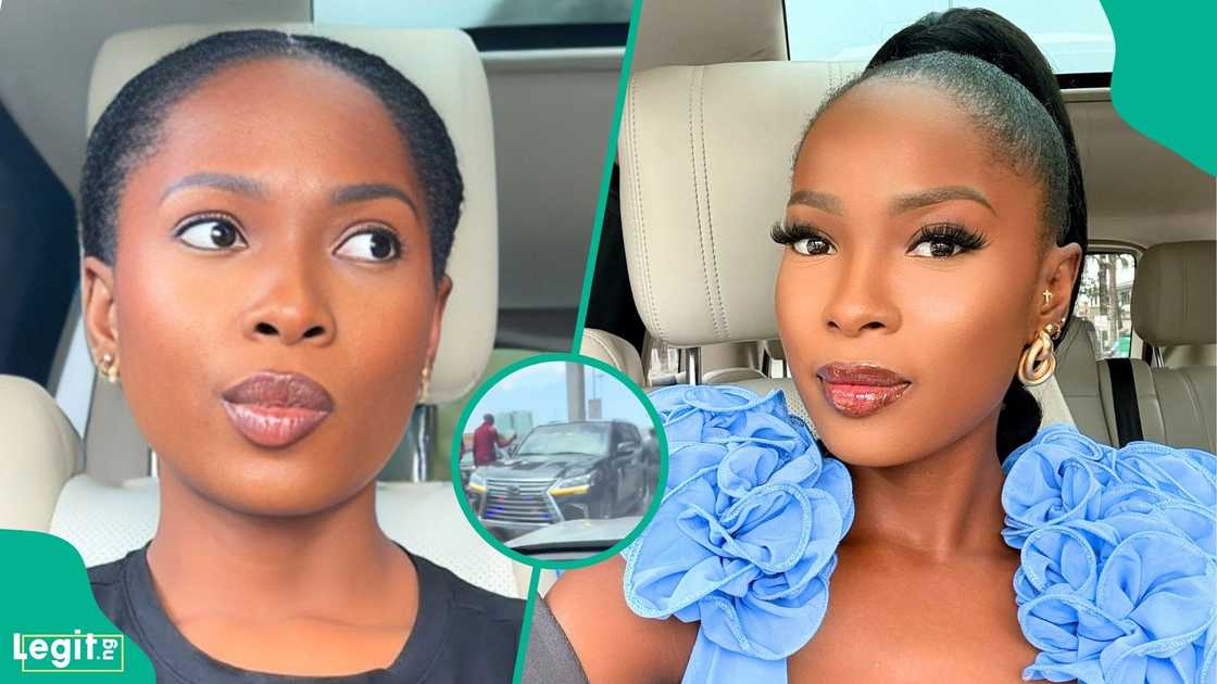 Nollywood actress Jemima Osunde confronts a traffic offender on a Lagos road and stands her ground during the incident Nollywood actress Jemima Osunde confronts a traffic offender on a Lagos road and stands her ground during the incident