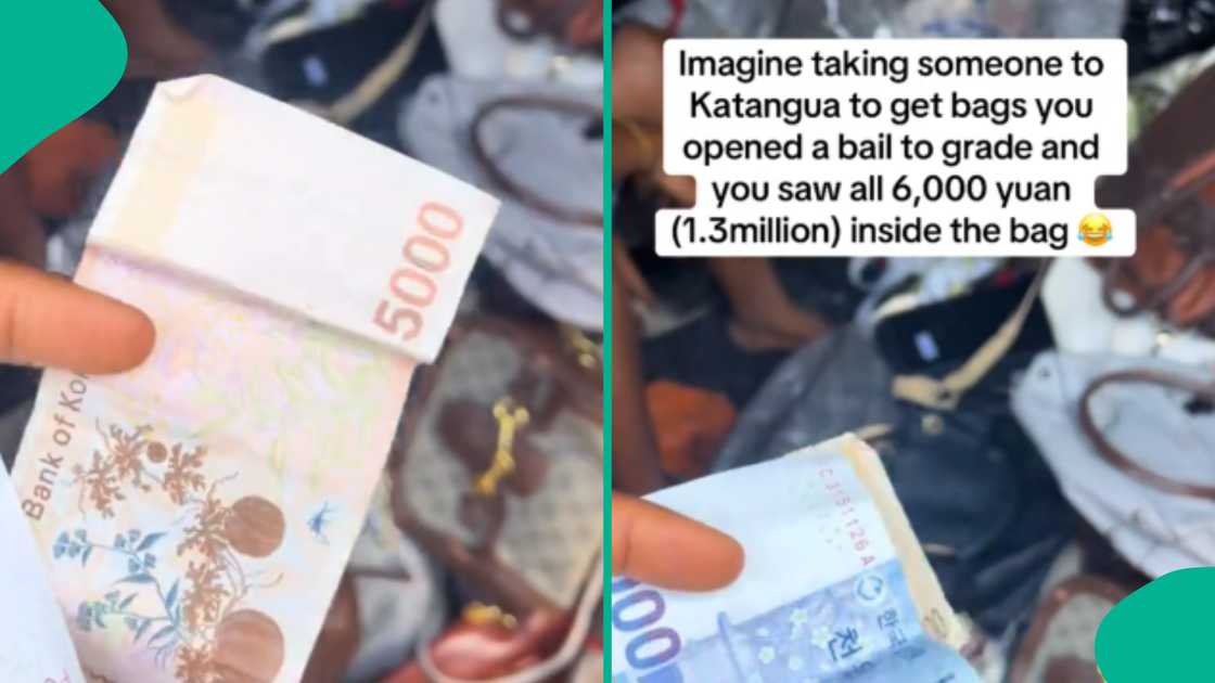 Woman displays foreign currency she found in bale of bags, video generates buzz Woman displays foreign currency she found in bale of bags, video generates buzz