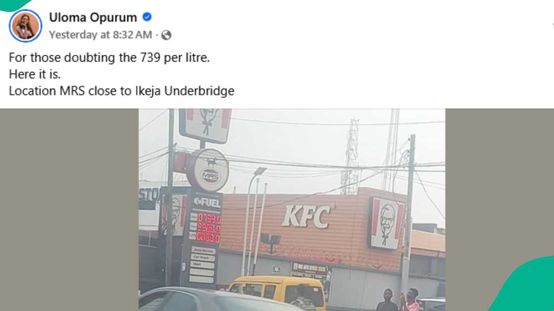 Lady shares photo of filling station where fuel is sold at N739 per litre Lady shares photo of filling station where fuel is sold at N739 per litre