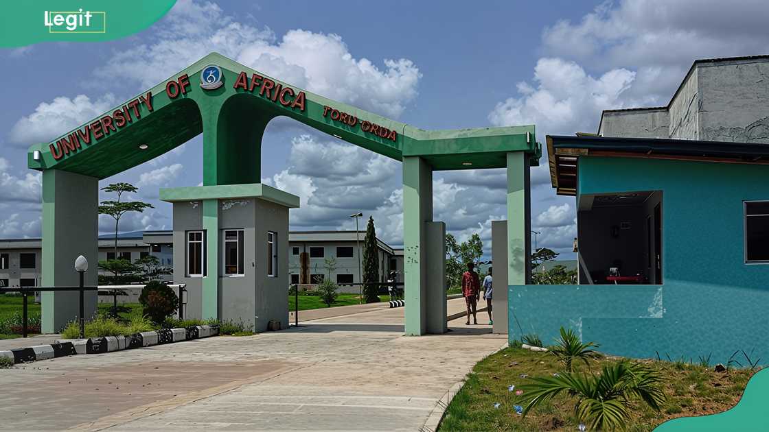 The University of Africa, Toru-Orua main gate. The University of Africa, Toru-Orua main gate.