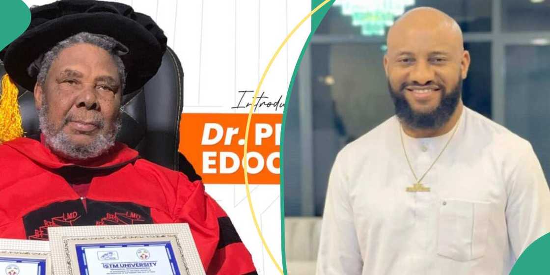 Pete Edochie holds two doctorate degree, Yul Edochie Pete Edochie holds two doctorate degree, Yul Edochie