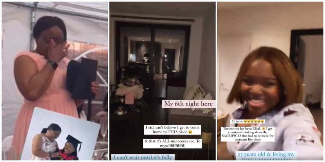 Video shows moment young lady broke down into tears as she moves into new apartment Video shows moment young lady broke down into tears as she moves into new apartment