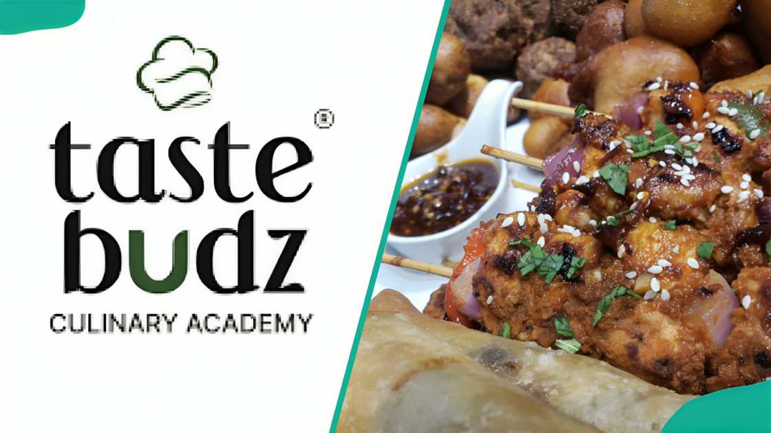 Tastebudz Culinary Academy logo and snacks Tastebudz Culinary Academy logo and snacks