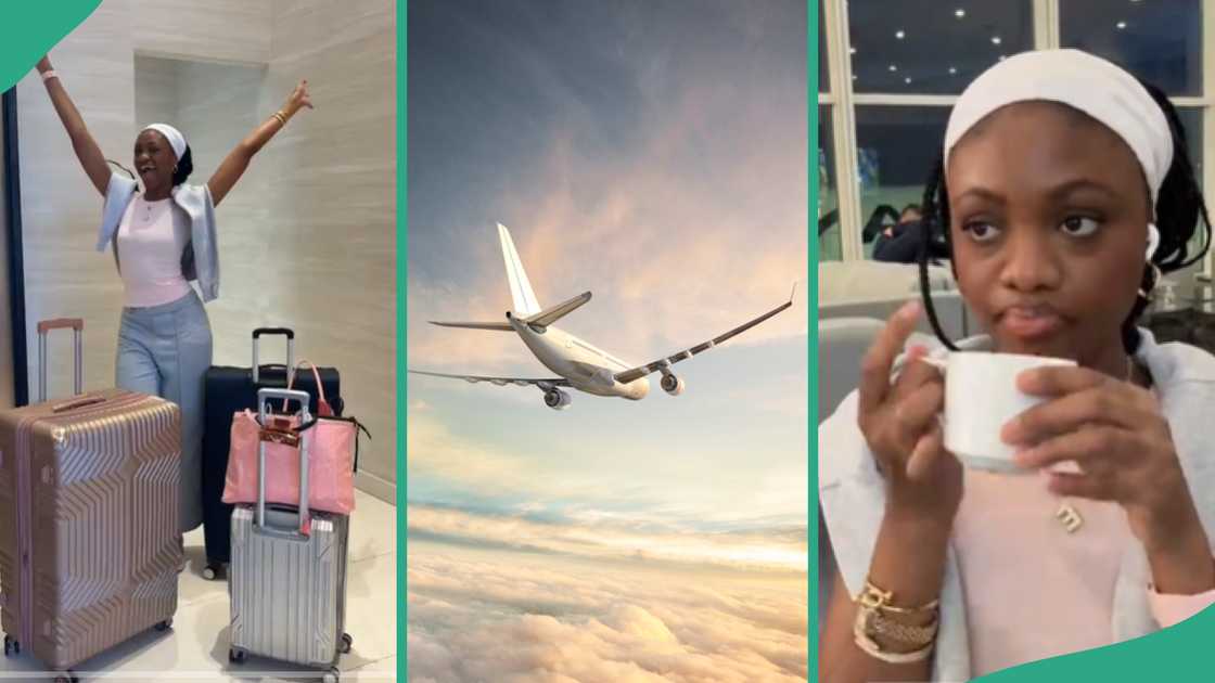 Lady flies from New York to Lagos. Lady flies from New York to Lagos.