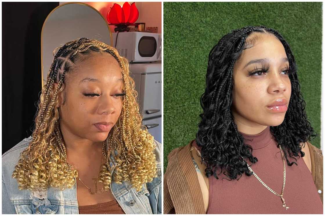 Short boho braids with curls Short boho braids with curls