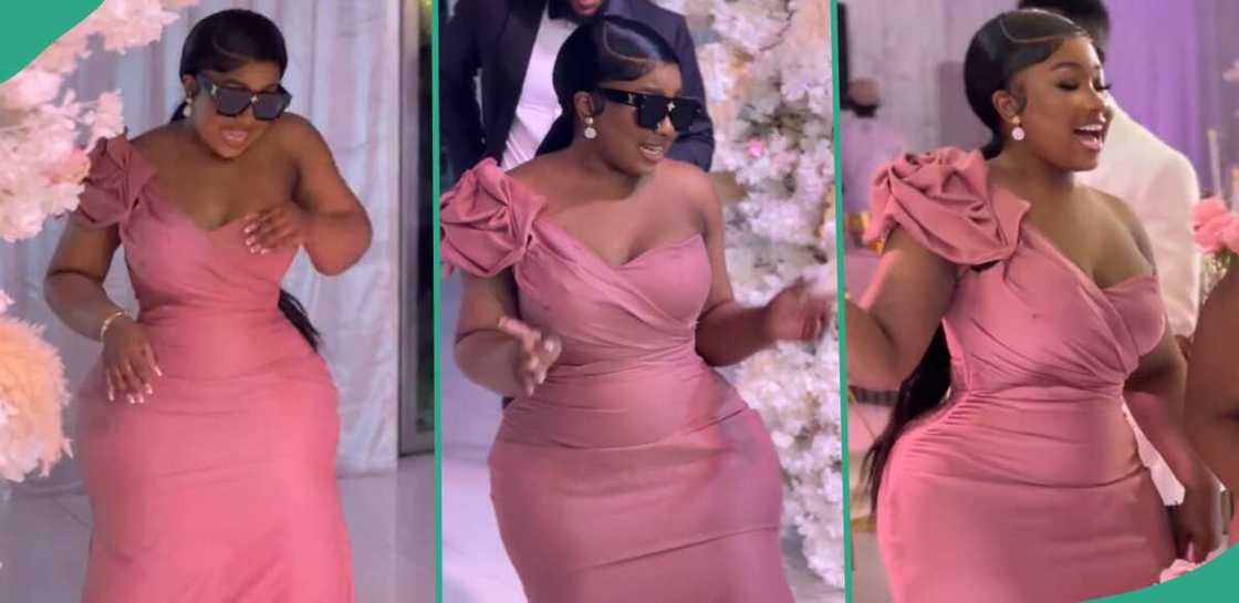 Cute lady steals show at wedding with her beauty and dance.