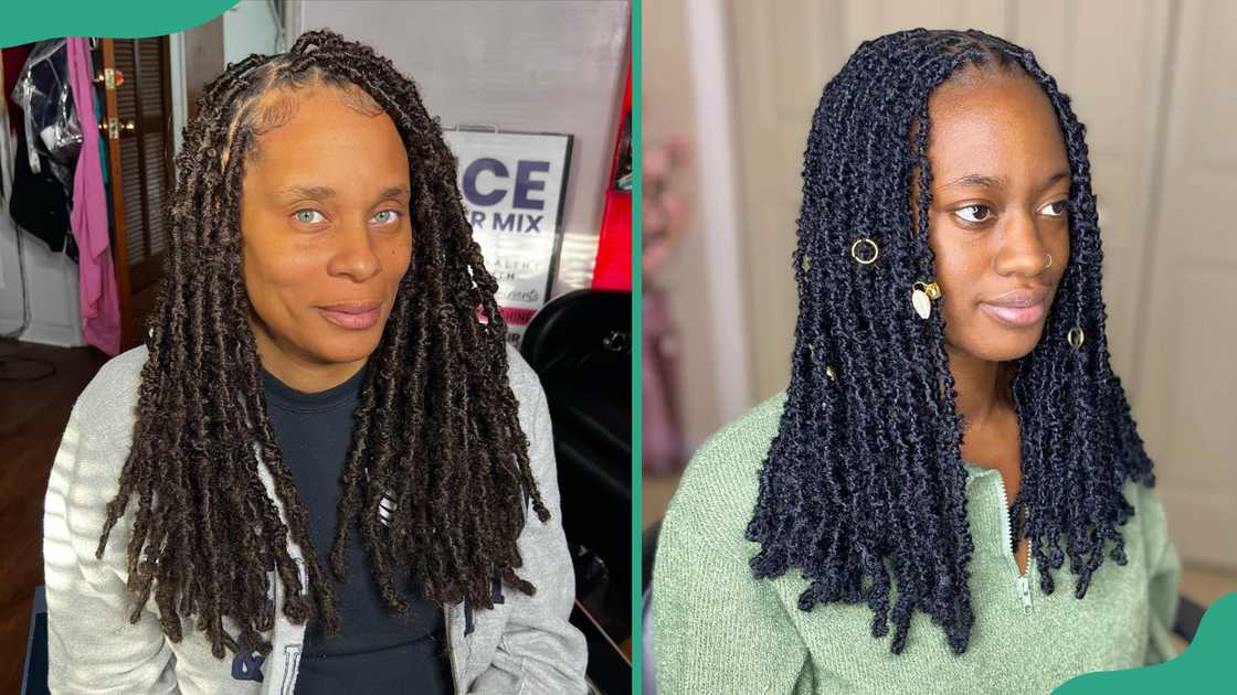 Mid-length butterfly locs. Mid-length butterfly locs.