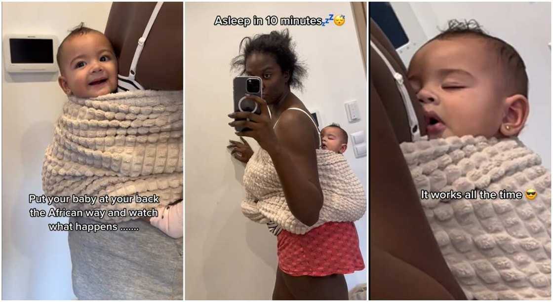 Photos of a mother carrying her baby on her back. Photos of a mother carrying her baby on her back.