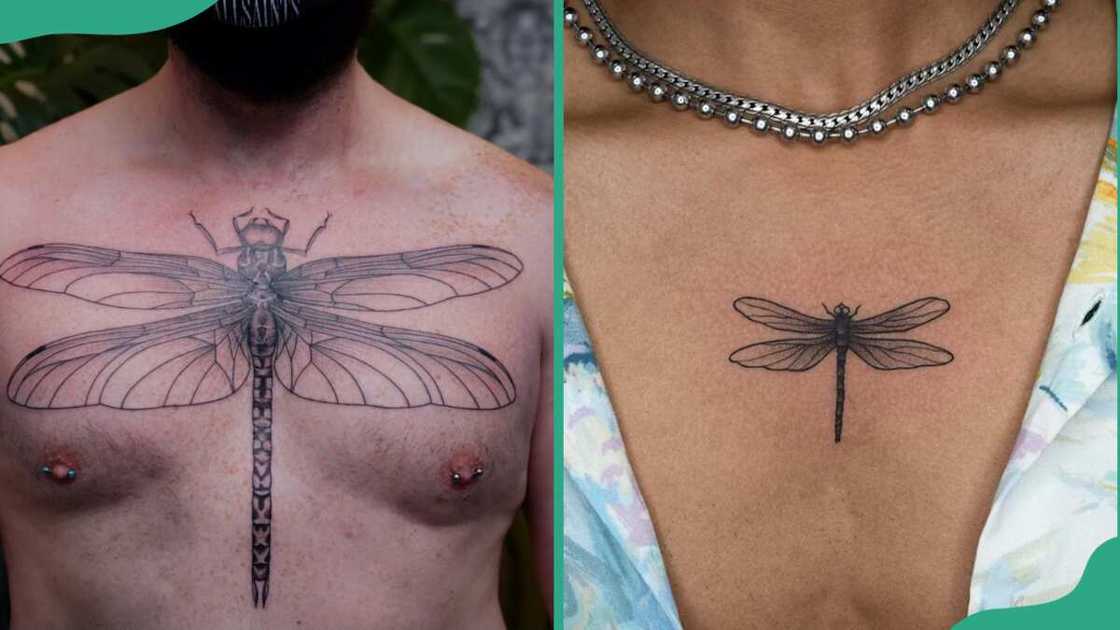 Chest dragonfly tattoos Chest dragonfly tattoos