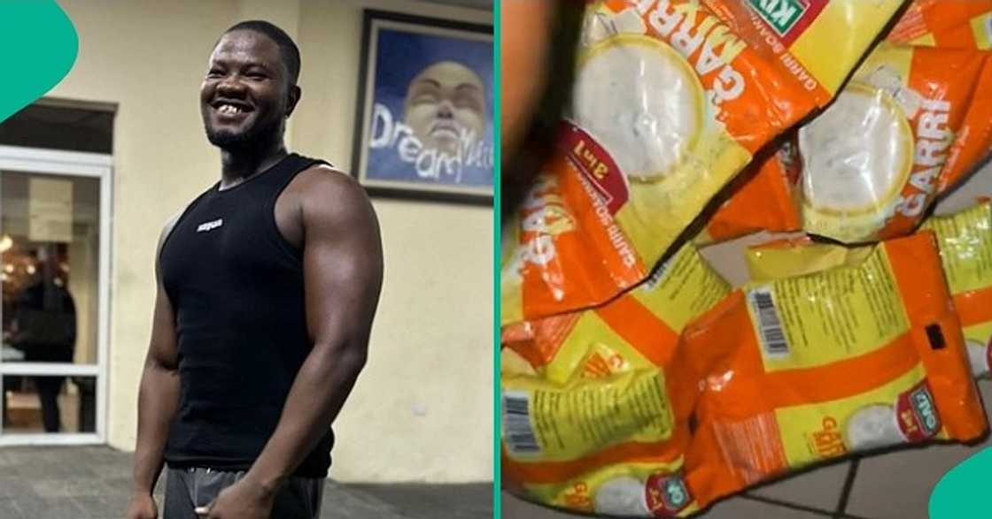 Man reacts after seeing banga soup, beans and other food items mum sent to him. Man reacts after seeing banga soup, beans and other food items mum sent to him.