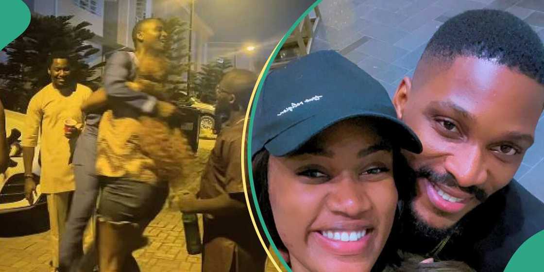 Tobi Bakre's wife Anu carries brother in-law. Tobi Bakre's wife Anu carries brother in-law.