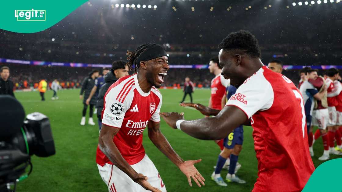 Bukayo Saka, Noni Madueke, Arsenal, Atletico Madrid, UEFA, Champions League. Bukayo Saka, Noni Madueke, Arsenal, Atletico Madrid, UEFA, Champions League.
