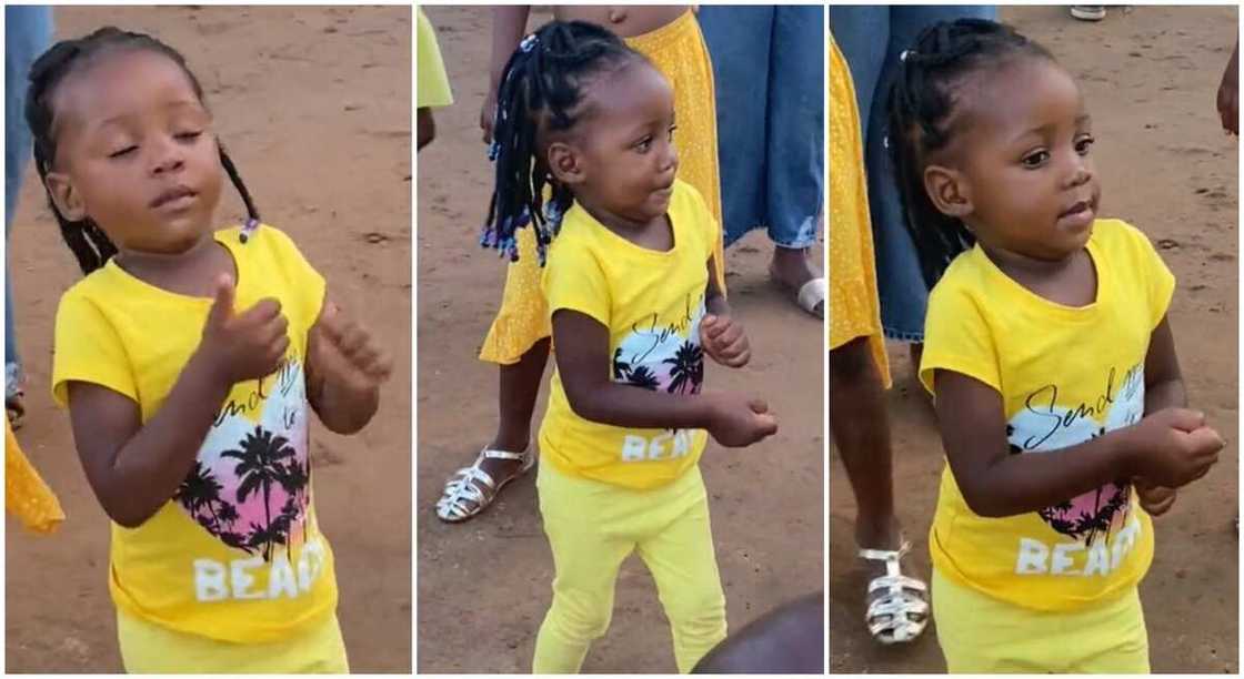 Photos of a baby girl in yellow dress dancing in public. Photos of a baby girl in yellow dress dancing in public.