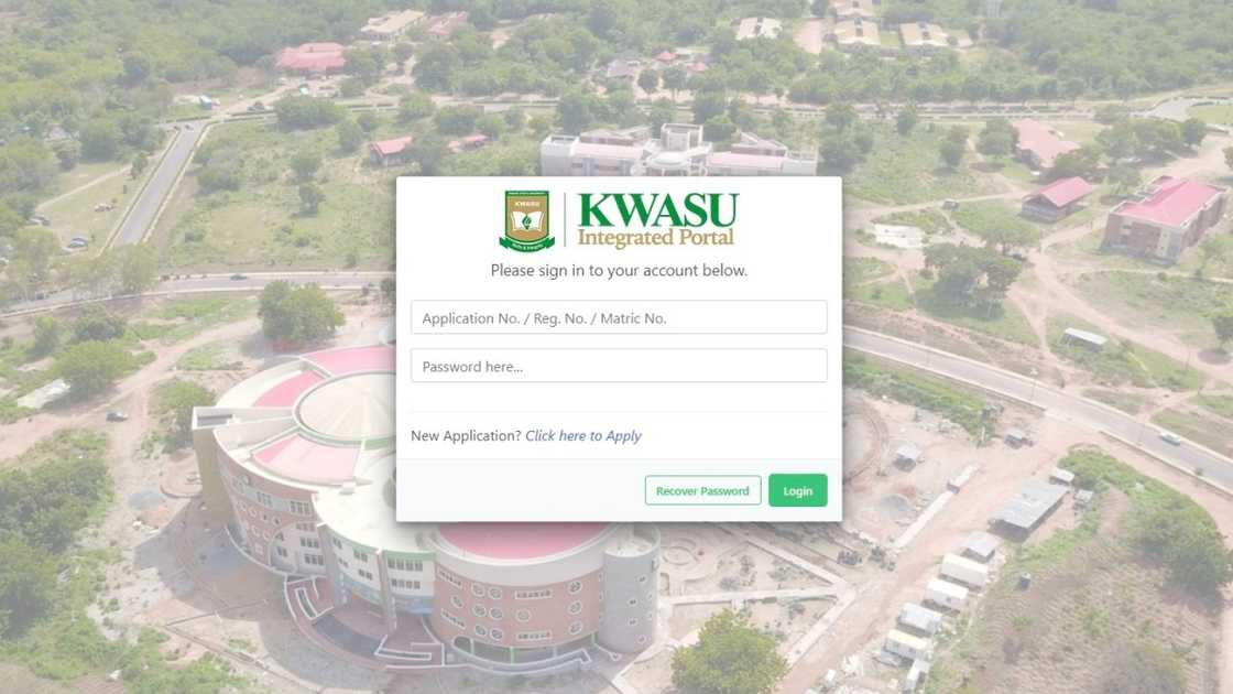 A screenshot of the KWASU admission portal.