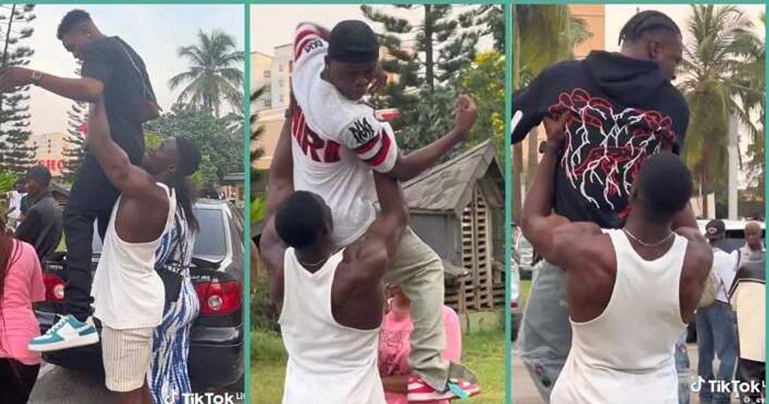Bodybuilder lifts random men in public to see their reactions Bodybuilder lifts random men in public to see their reactions