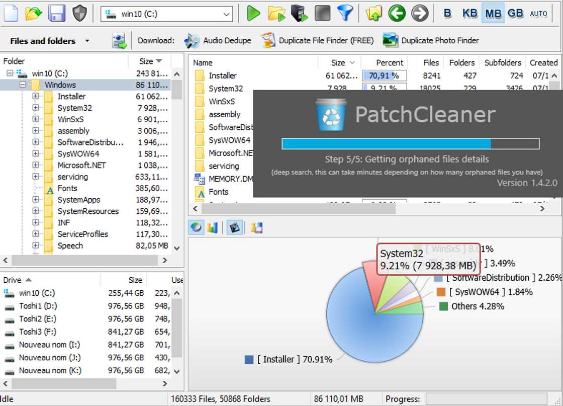 FolderSize with a Patch Cleaner in action
