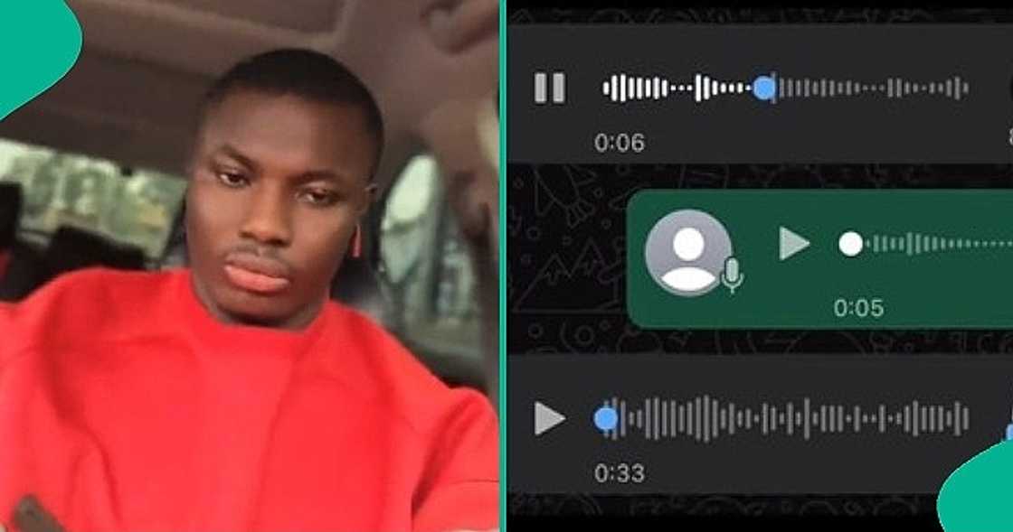 Man calls female visitor a 'village girl' after listening to a voice note from her.