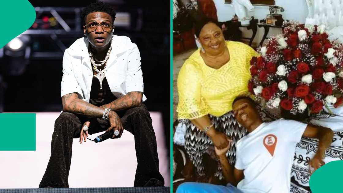 Wizkid graces stage with mother. Wizkid graces stage with mother.