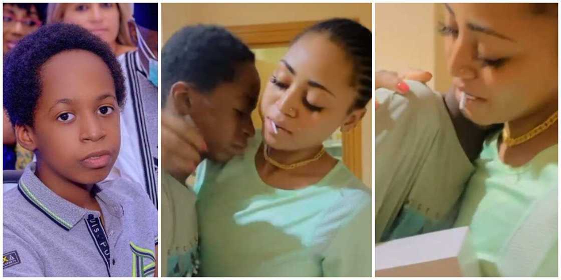 Sweet moment billionaire wife Regina Daniels stunned step son with a MacBook birthday gift in adorable video Sweet moment billionaire wife Regina Daniels stunned step son with a MacBook birthday gift in adorable video