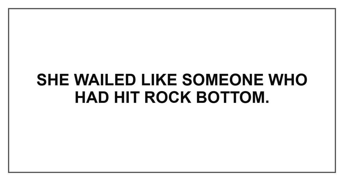She wailed like someone who had hit rock bottom. She wailed like someone who had hit rock bottom.