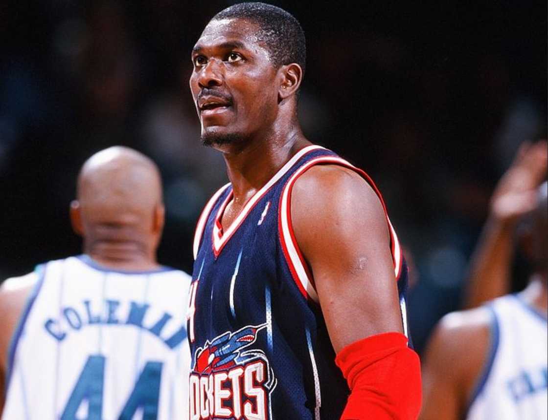 Hakeem Olajuwon during the game against the Charlotte Hornets