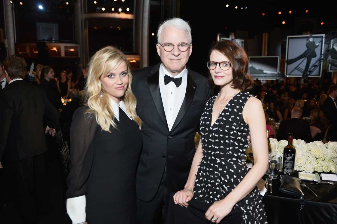 Reese Witherspoon, Steve Martin, and Anne Stringfield during American Film Institute's 45th Life Achievement Award Gala Tribute to Diane Keaton at Dolby Theatre Reese Witherspoon, Steve Martin, and Anne Stringfield during American Film Institute's 45th Life Achievement Award Gala Tribute to Diane Keaton at Dolby Theatre