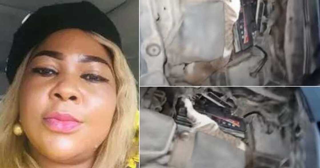 Woman cries out after finding cat in her husband's car Woman cries out after finding cat in her husband's car
