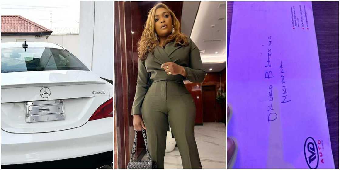 Blessing CEO's new benz on 34th birthday, Blessing CEO flaunts her new BBL, Blessing CEO gets new birthday car from IVD autos Blessing CEO's new benz on 34th birthday, Blessing CEO flaunts her new BBL, Blessing CEO gets new birthday car from IVD autos