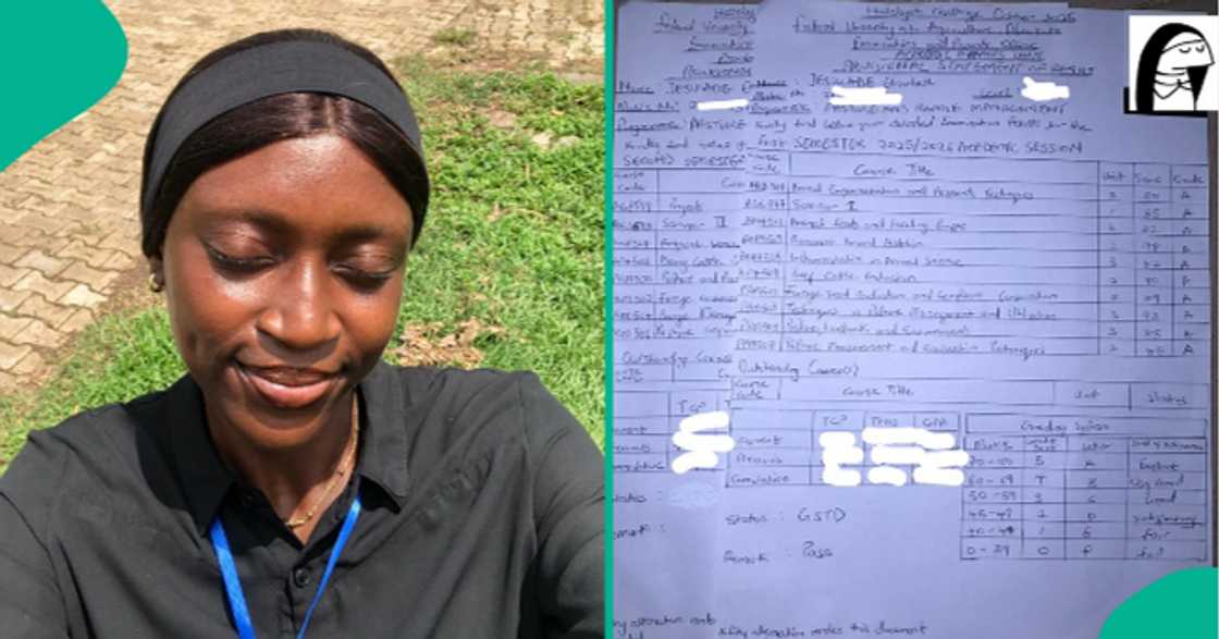 Nigerian student writes out her desired final year result.