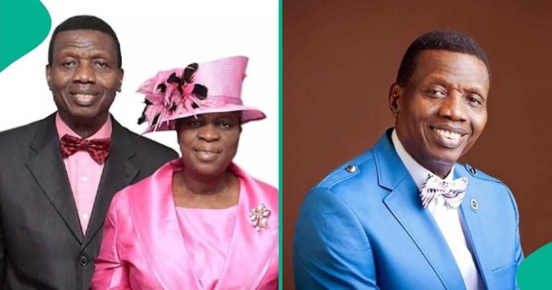 Pastor Adeboye blushes calmly as his wife Folu serenades him during the convention. Pastor Adeboye blushes calmly as his wife Folu serenades him during the convention.