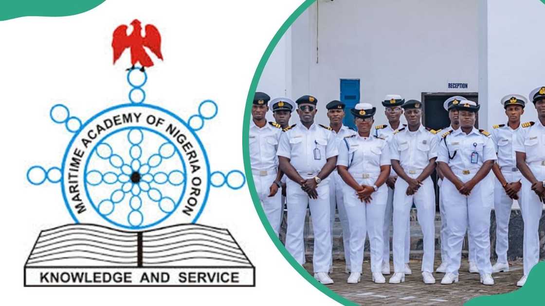 Maritime Academy Oron logo and students