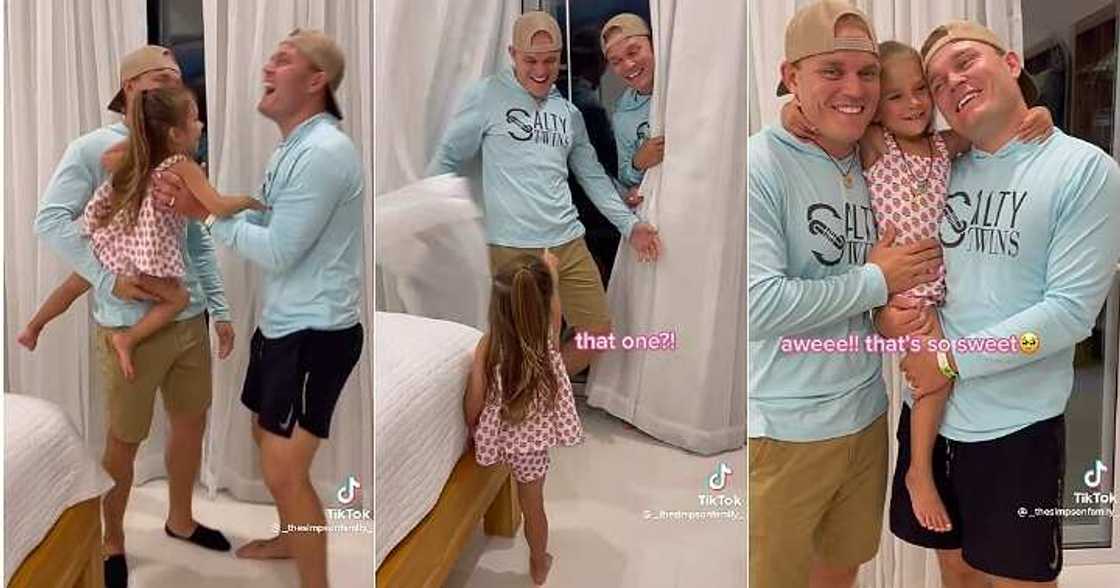 Little girl chooses dad and twin brother, funny video Little girl chooses dad and twin brother, funny video