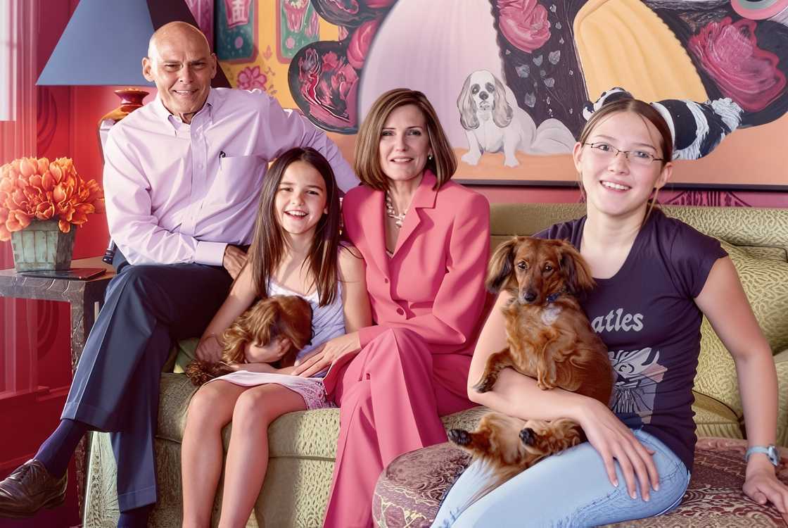 James Carville, his wife, Mary Matalin and their young daughters, Emerson and Matalin.