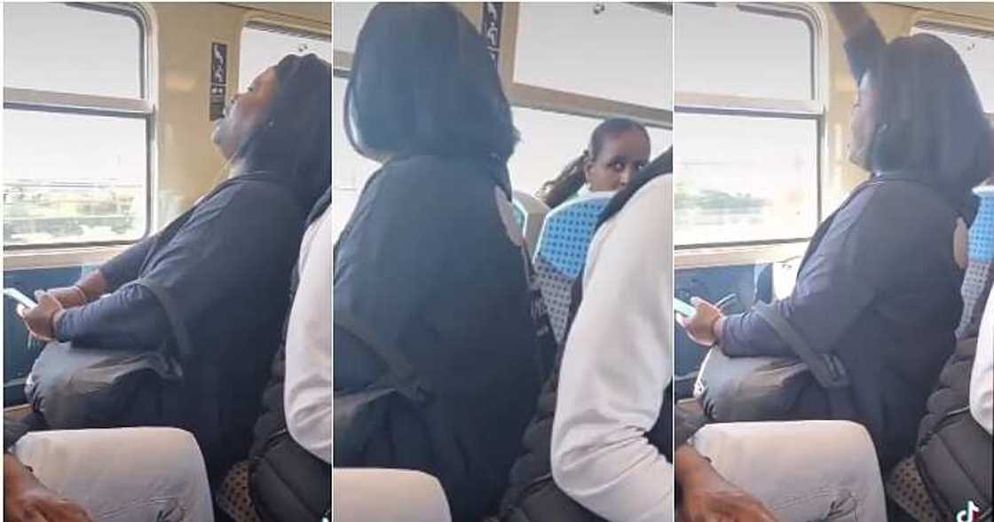 Woman sings loudly, bus, high pitch Woman sings loudly, bus, high pitch