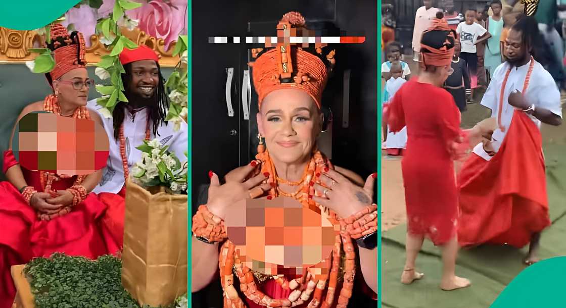 Nigerian man marries elderly oyinbo lover in grand wedding Nigerian man marries elderly oyinbo lover in grand wedding