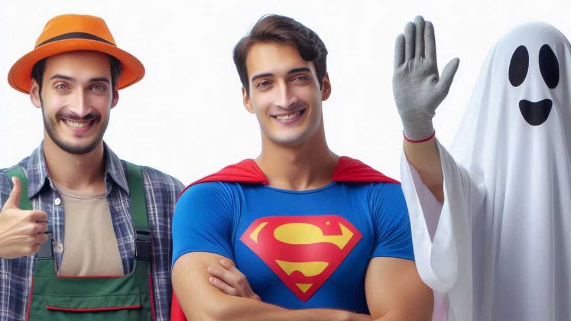 A Rhyme Without Reason image of a Gardener, a Superhero, and a Ghost. A Rhyme Without Reason image of a Gardener, a Superhero, and a Ghost.